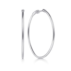 14K White Gold 40mm Round Classic Hoop Earrings