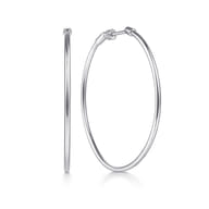 14K White Gold 40mm Round Classic Hoop Earrings