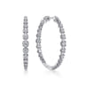 14K White Gold 40mm Round Classic Inside Out Diamond Hoop Earrings - 2.45 ct