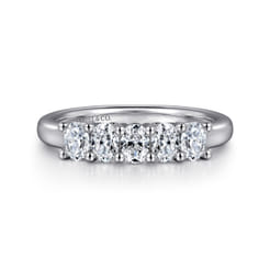 14K White Gold 5 Stone Oval Diamond Anniversary Band