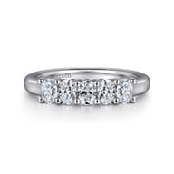 14K White Gold 5 Stone Oval Diamond Anniversary Band