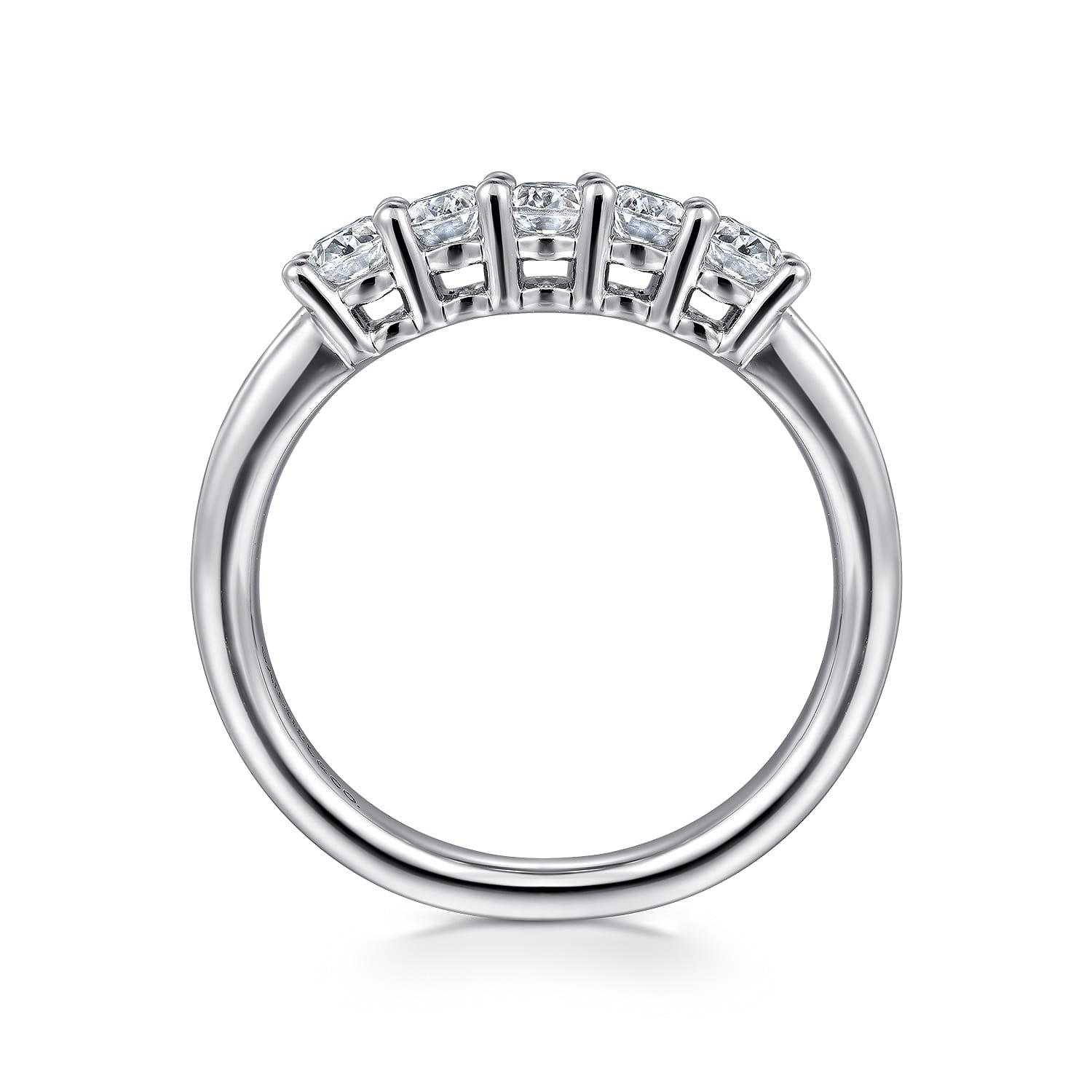 Straight Wedding Ring in 14k White Gold with Oval Natural Diamond at Gabriel & Co. - Shot 2