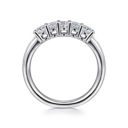 14K White Gold 5 Stone Oval Diamond Anniversary Band