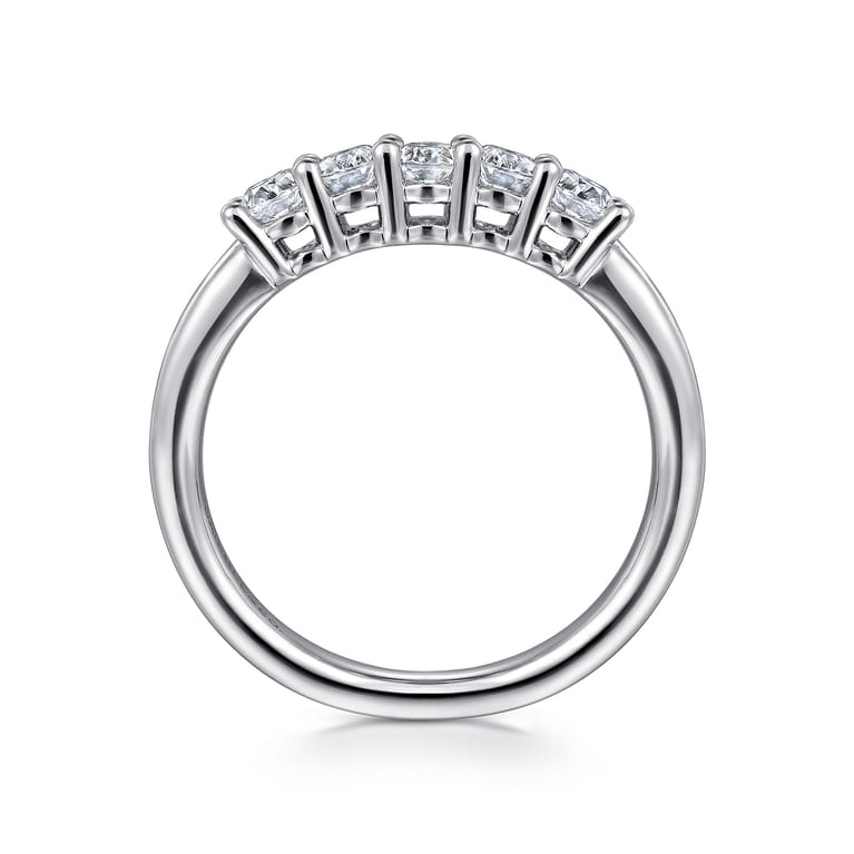 Straight Wedding Ring in 14k White Gold with Oval Natural Diamond at Gabriel & Co. - Shot 2