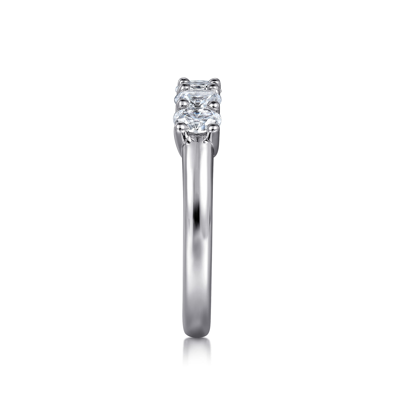 Straight Wedding Ring in 14k White Gold with Oval Natural Diamond at Gabriel & Co. - Shot 4