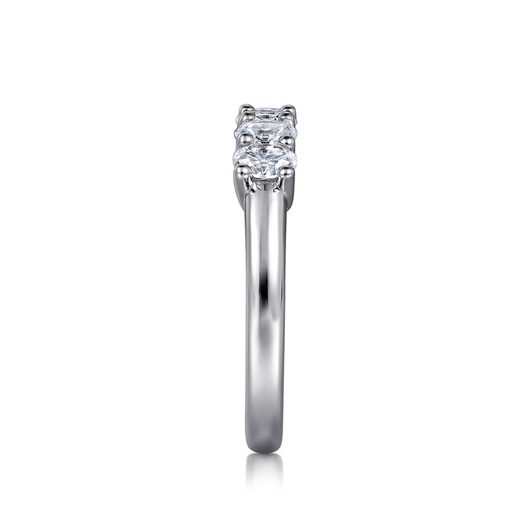 Straight Wedding Ring in 14k White Gold with Oval Natural Diamond at Gabriel & Co. - Shot 4