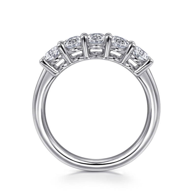 Fancy Wedding Ring in 14k White Gold with Oval Natural Diamond at Gabriel & Co. - Shot 2