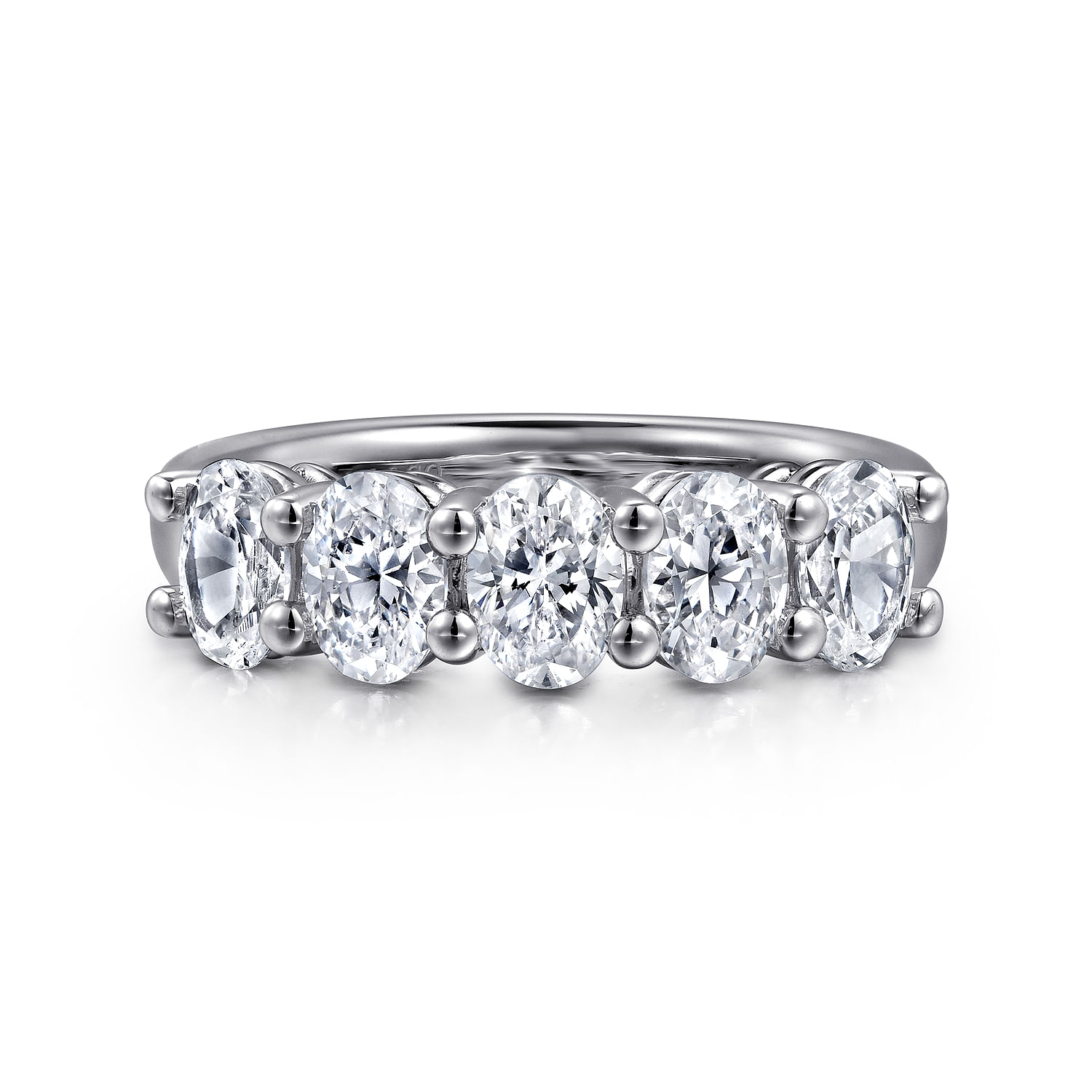 Fancy Wedding Ring in 14k White Gold with Oval Natural Diamond at Gabriel & Co. - Shot 1