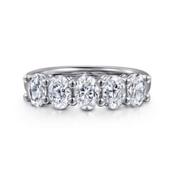 14K White Gold 5 Stone Oval Diamond Anniversary Band