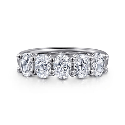14K White Gold 5 Stone Oval Diamond Anniversary Band