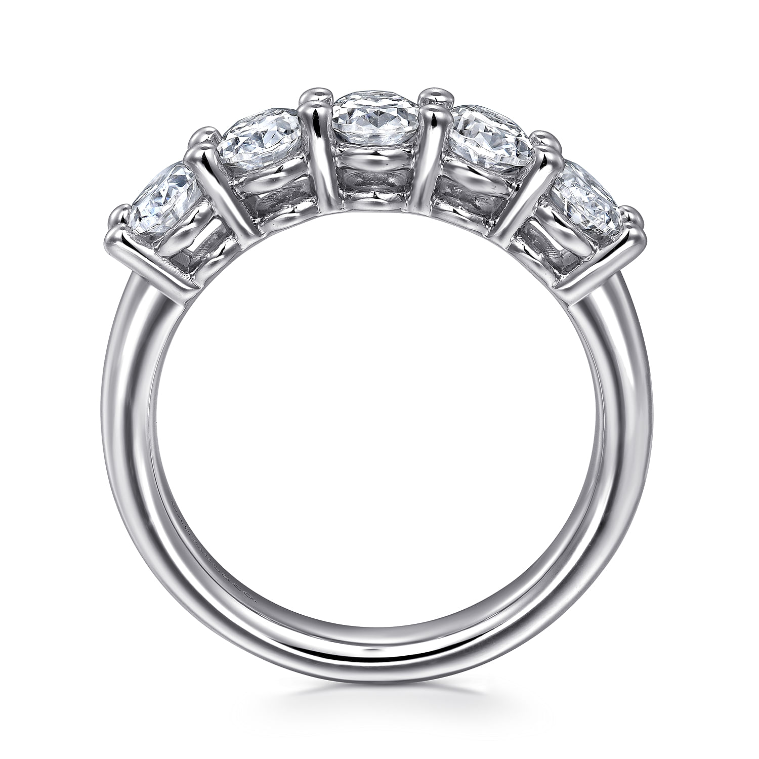 Fancy Wedding Ring in 14k White Gold with Oval Natural Diamond at Gabriel & Co. - Shot 2