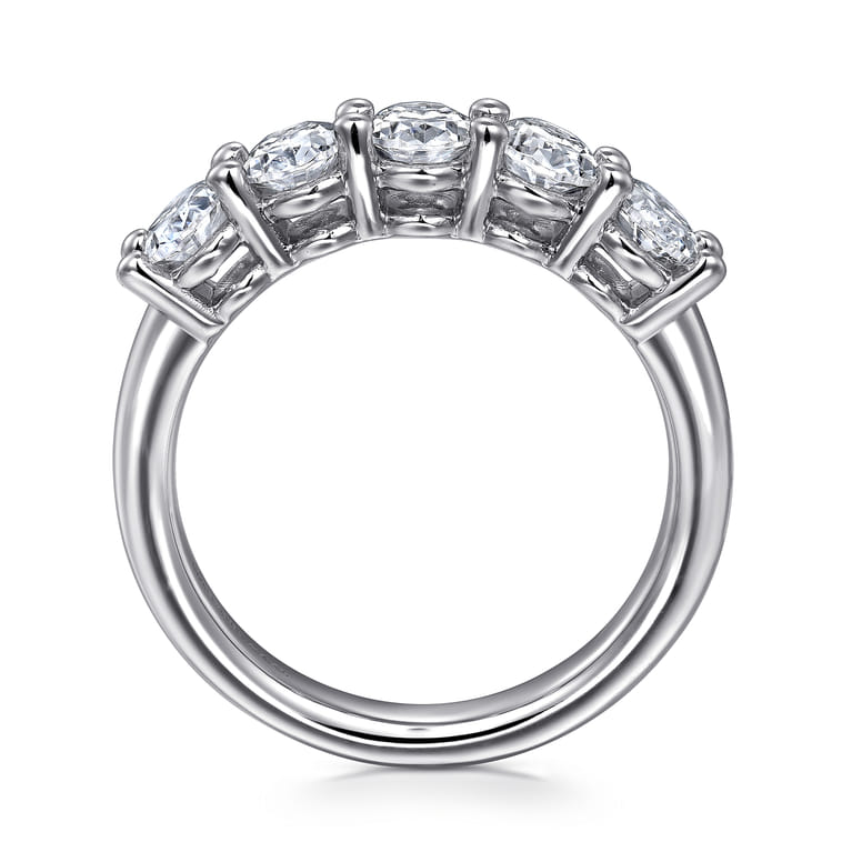 Fancy Wedding Ring in 14k White Gold with Oval Natural Diamond at Gabriel & Co. - Shot 2