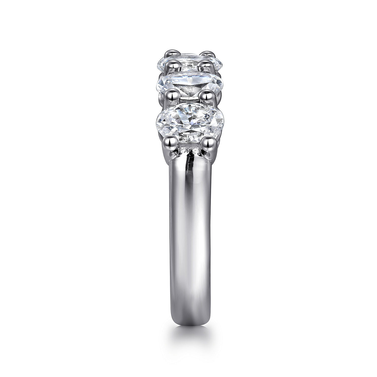 Fancy Wedding Ring in 14k White Gold with Oval Natural Diamond at Gabriel & Co. - Shot 4