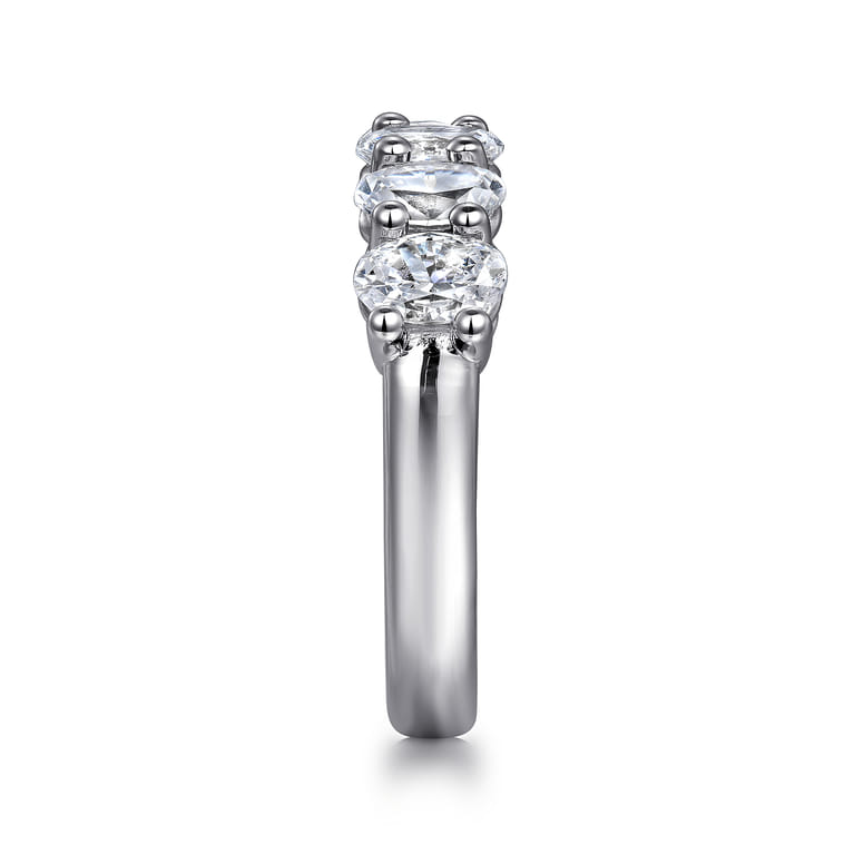 Fancy Wedding Ring in 14k White Gold with Oval Natural Diamond at Gabriel & Co. - Shot 4