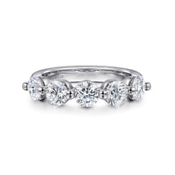 14K White Gold 5 Stone Single Prong Diamond Anniversary Band