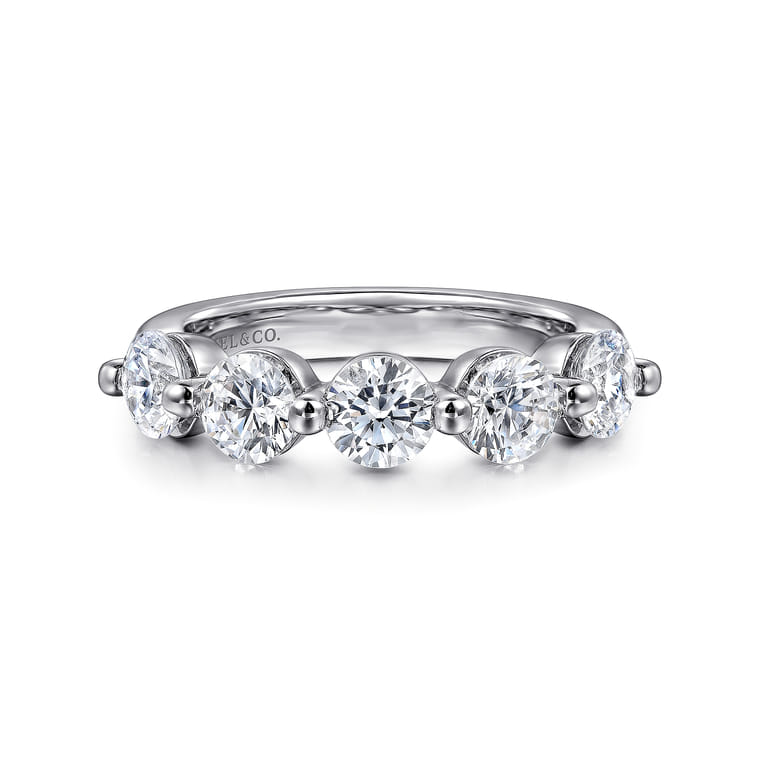 Fancy Wedding Ring in 14k White Gold with Round  at Gabriel & Co. - Shot 1