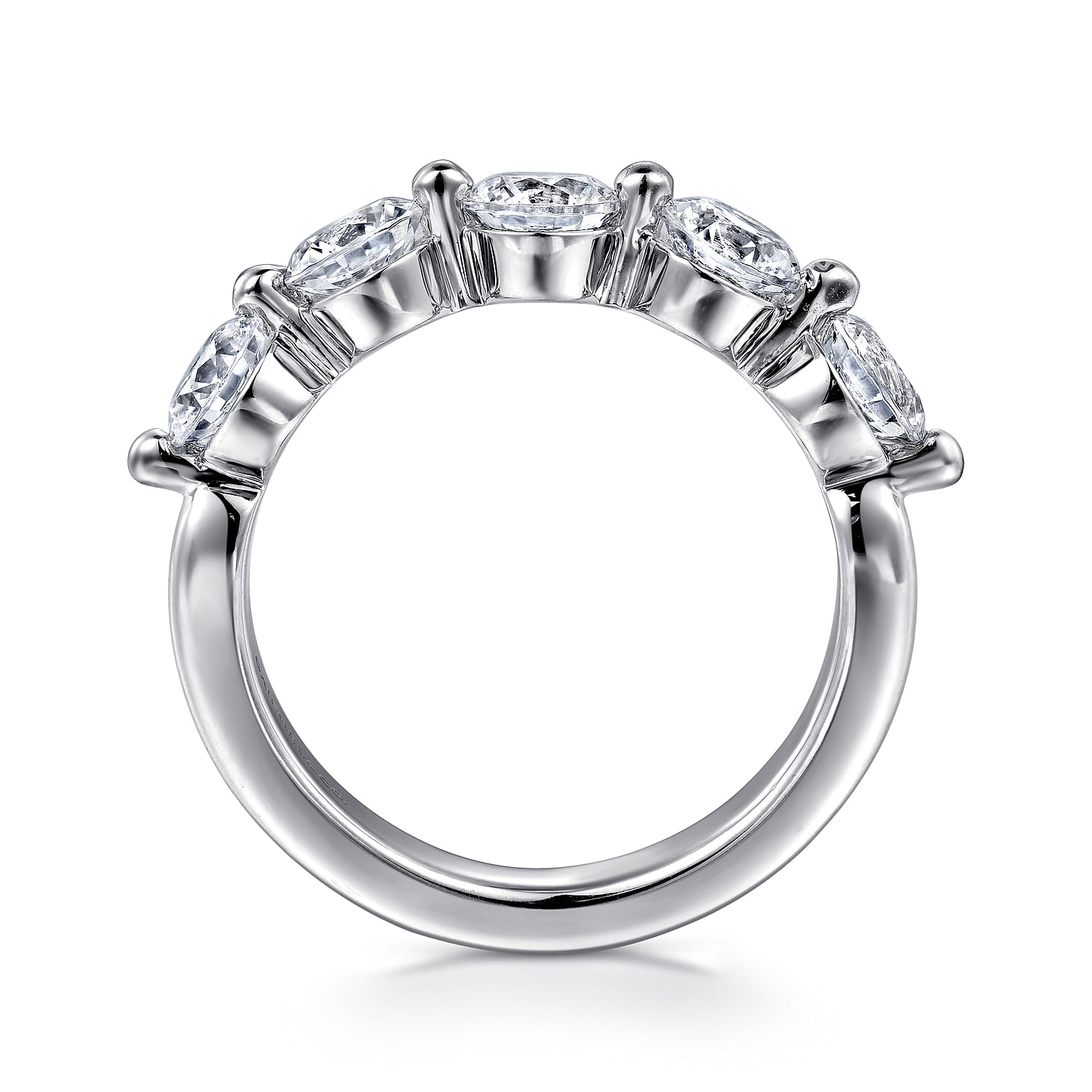 Fancy Wedding Ring in 14k White Gold with Round  at Gabriel & Co. - Shot 2