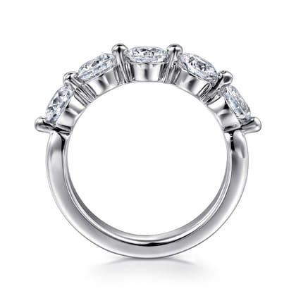 14K White Gold 5 Stone Single Prong Diamond Anniversary Band
