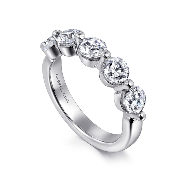 Fancy Wedding Ring in 14k White Gold with Round  at Gabriel & Co. - Shot 3