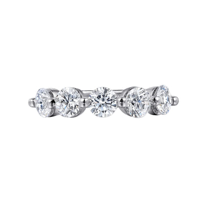 14K White Gold 5 Stone Single Prong Diamond Anniversary Band