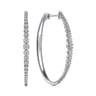 14K White Gold 50mm Diamond Classic Oval Hoop Earrings - 1.25 ct