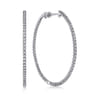 14K White Gold 50mm Diamond Inside Out Hoop Earrings - 1.45 ct