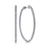 14K White Gold 50mm Diamond Inside Out Hoop Earrings - 2.5 ct