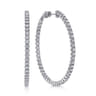 14K White Gold 50mm Diamond Inside Out Hoop Earrings - 3.05 ct