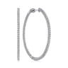14K White Gold 50mm Inside Out Diamond Hoop Earrings - 1.6 ct