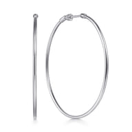 14K White Gold 50mm Round Classic Hoop Earrings