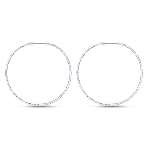 14K White Gold 50mm Round Inside Out Diamond Hoop Earrings - 1.4 ct - Shot 2