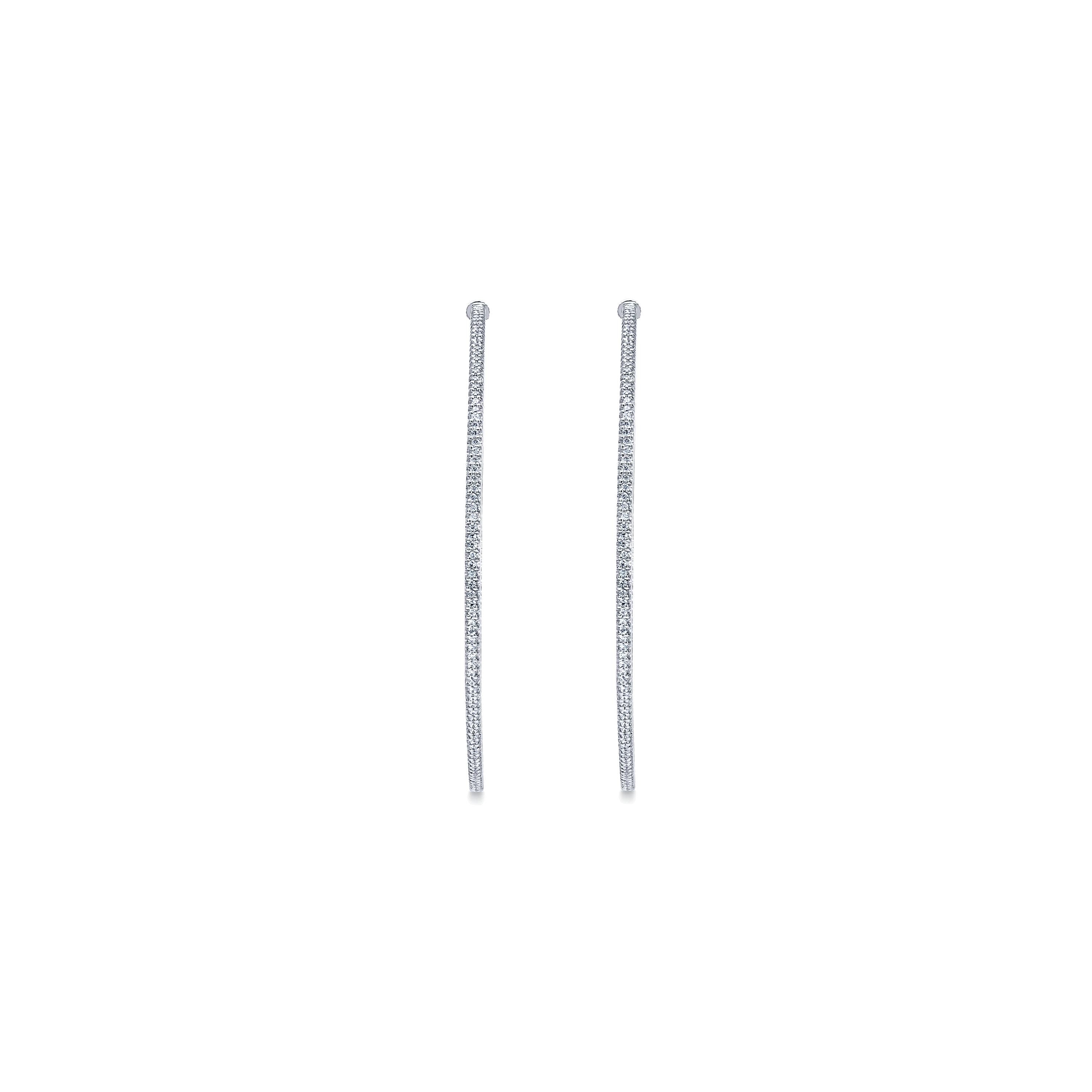 14K White Gold 60mm Round Inside Out Diamond Hoop Earrings - 2.75 ct - Shot 3