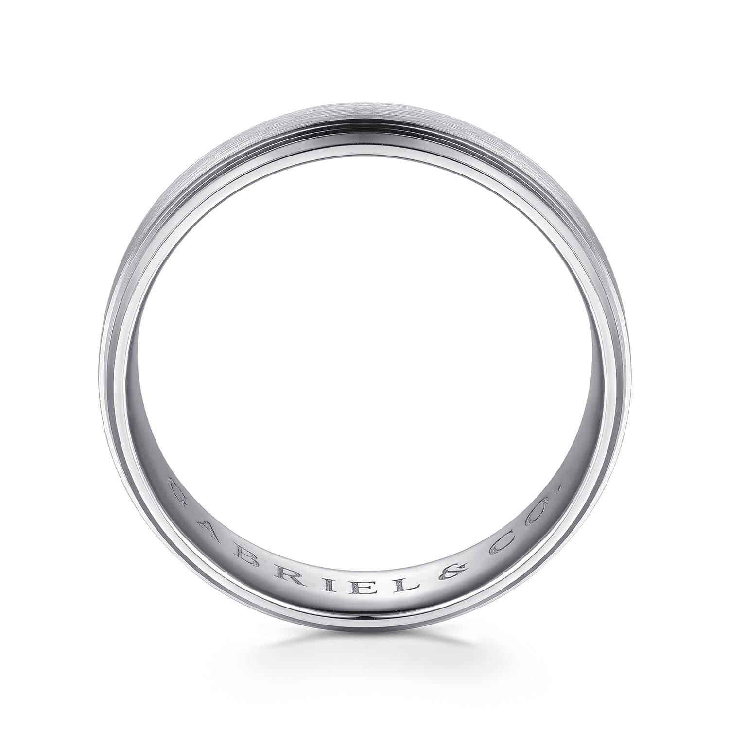 14K White Gold 6mm - Men's Wedding Band in Horizontal Brush Finish - Shot 2