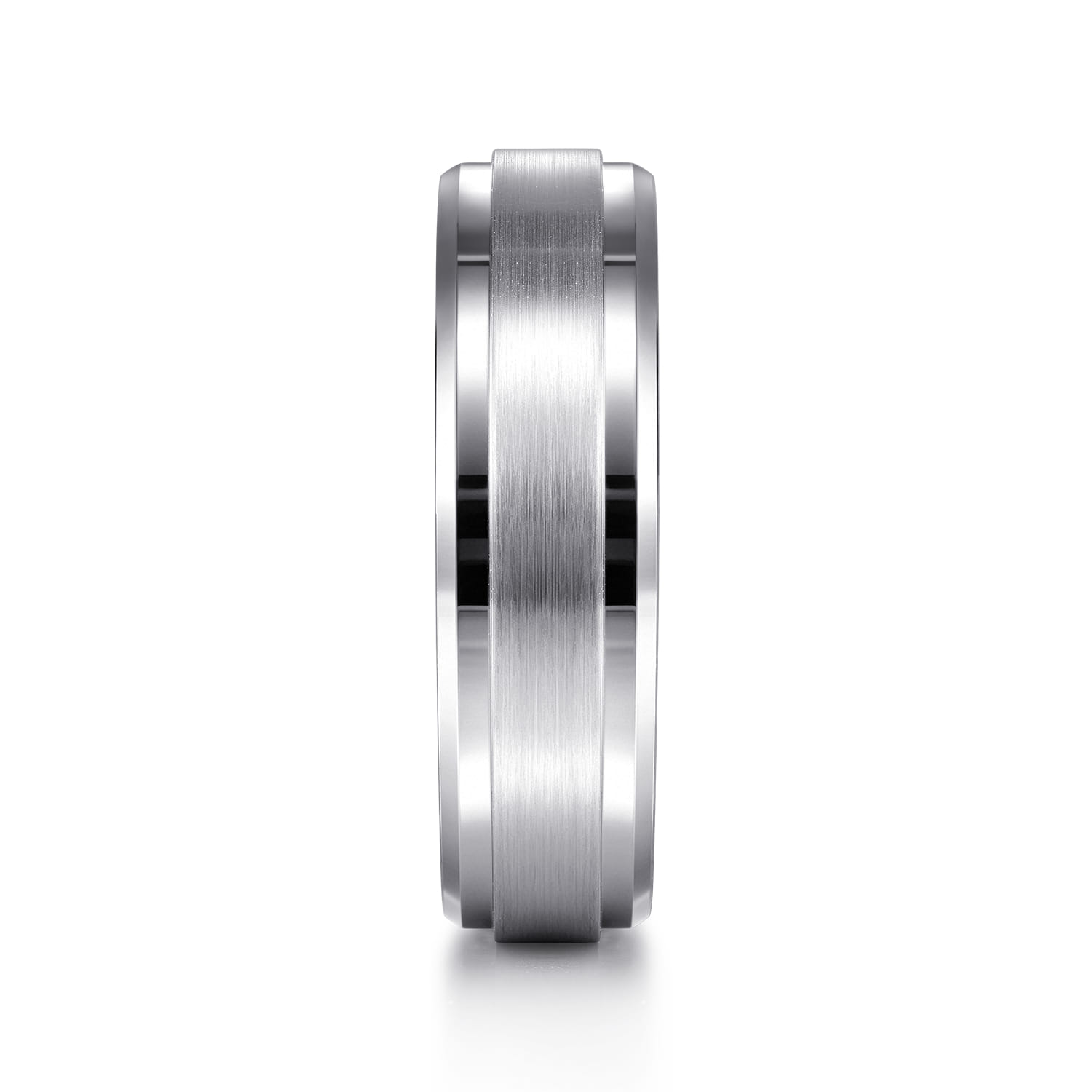14K White Gold 6mm - Men's Wedding Band in Horizontal Brush Finish - Shot 4