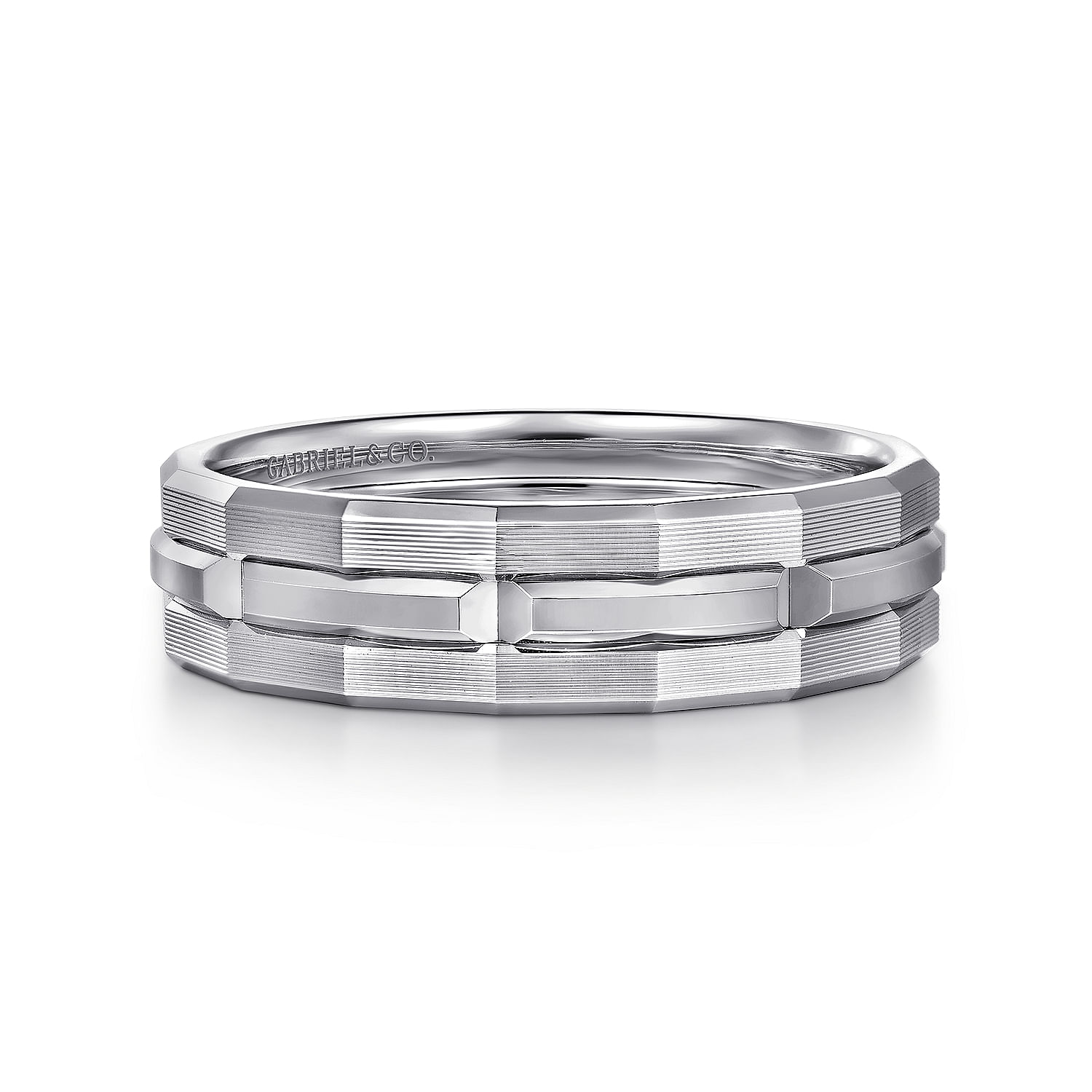 14K White Gold 6mm Men's Ring Brush Finish in Satin Finish