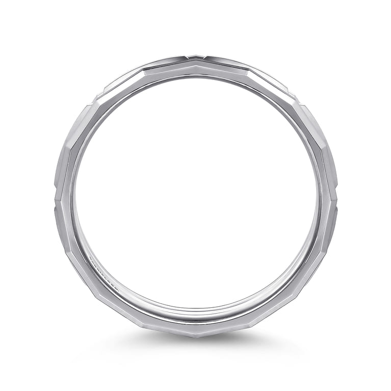 14K White Gold 6mm Men's Ring Brush Finish in Satin Finish - Shot 2