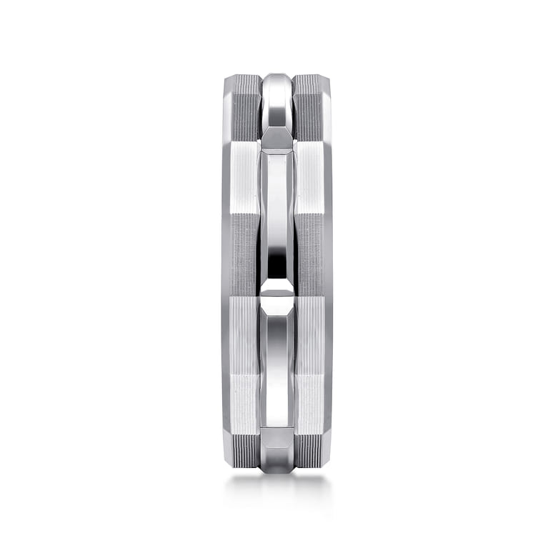 14K White Gold 6mm Men's Ring Brush Finish in Satin Finish - Shot 4