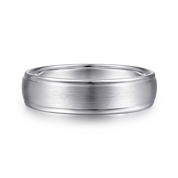 White Gold Men's Wedding Band in Satin Finish
