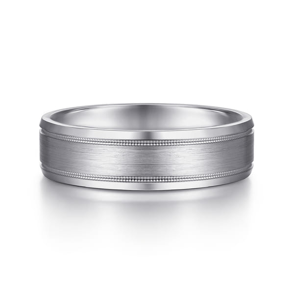 White Gold Milgrain Edge Men's Wedding Band