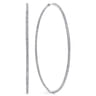 14K White Gold 80mm Round Inside Out Diamond Hoop Earrings - 2.3 ct
