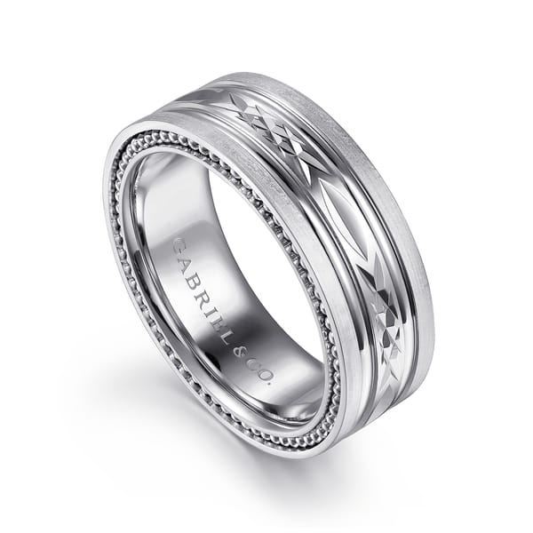 White Gold 8mm Men's Wedding Band
