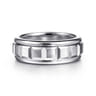 14K White Gold 8mm Square Rotating Mens Ring in High Polished Finish