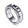 14K White Gold 8mm Square Rotating Mens Ring in High Polished Finish