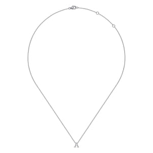 14K White Gold A Initial Necklace