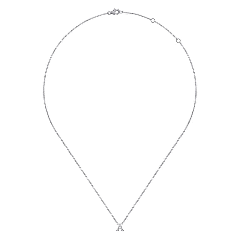 14K White Gold A Initial Necklace - Shot 2