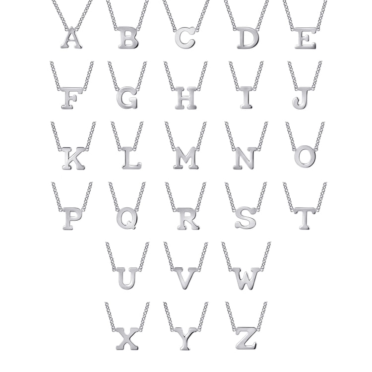14K White Gold A Initial Necklace