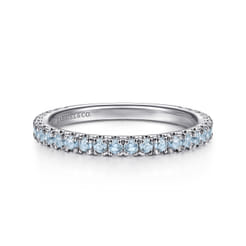 14K White Gold AQ - Aquamarine Ladies Ring