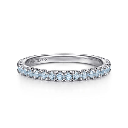 14K White Gold AQ - Aquamarine Ladies Ring