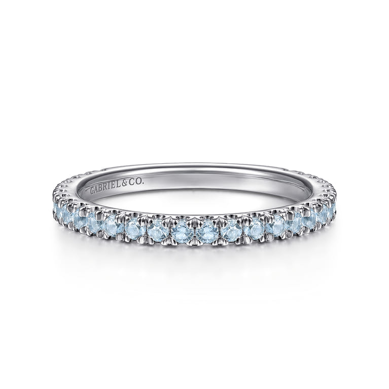 14K White Gold AQ - Aquamarine Ladies Ring - Shot 1