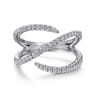 14K White Gold Abstract Diamond Bypass Wrap Ring - 0.4 ct